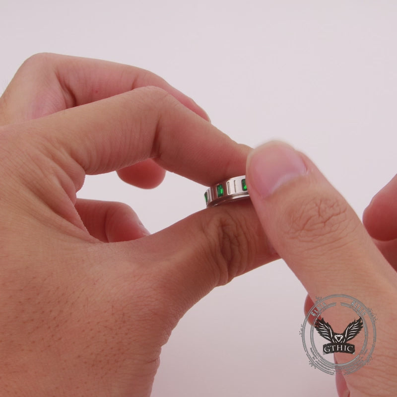 Minimalist Zircon Inlaid Stainless Steel Spinner Ring