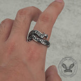 Vintage Rune Symbol Serpent Stainless Steel Viking Ring
