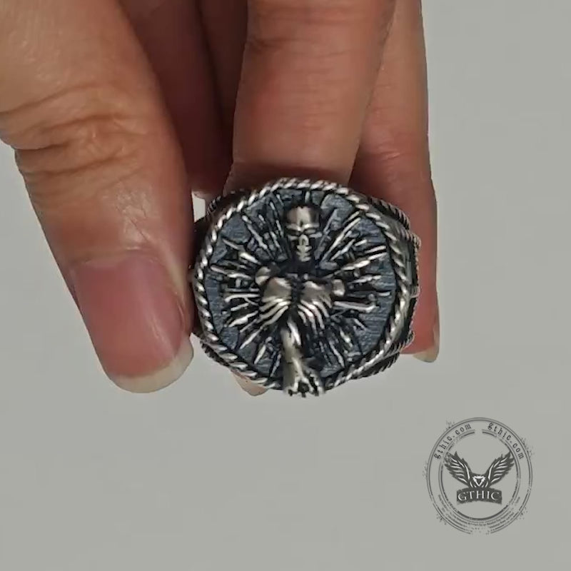 Bague tête de mort en argent sterling Skeleton Bones