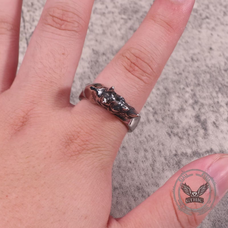 Punk Wild Rhino Stainless Steel Ring