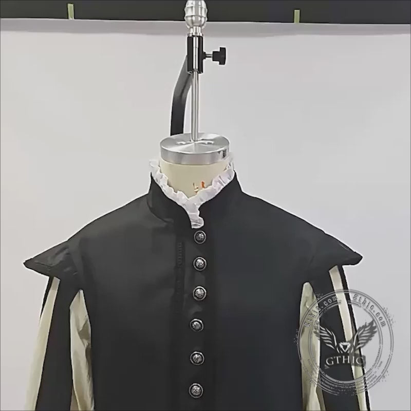 Medieval Renaissance High-Collar Coat Cloak Costume Set