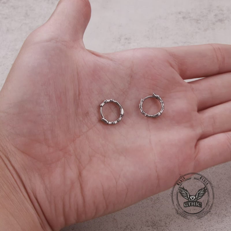 Punk Bamboo Stainless Steel Hoop Earrings