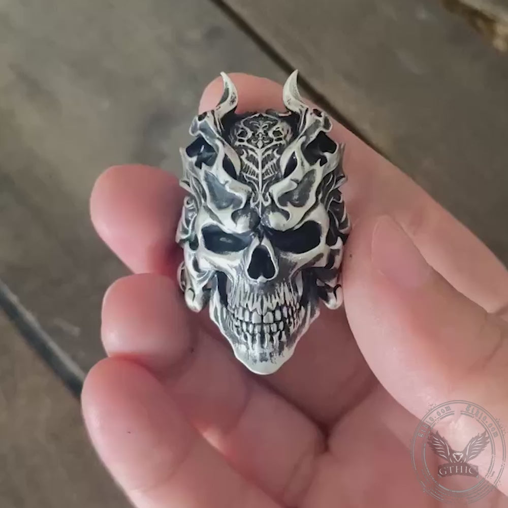 Käfig-Totenkopfring aus Sterlingsilber