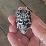 Dragon Horned Samurai Sterling Silver Skull Ring