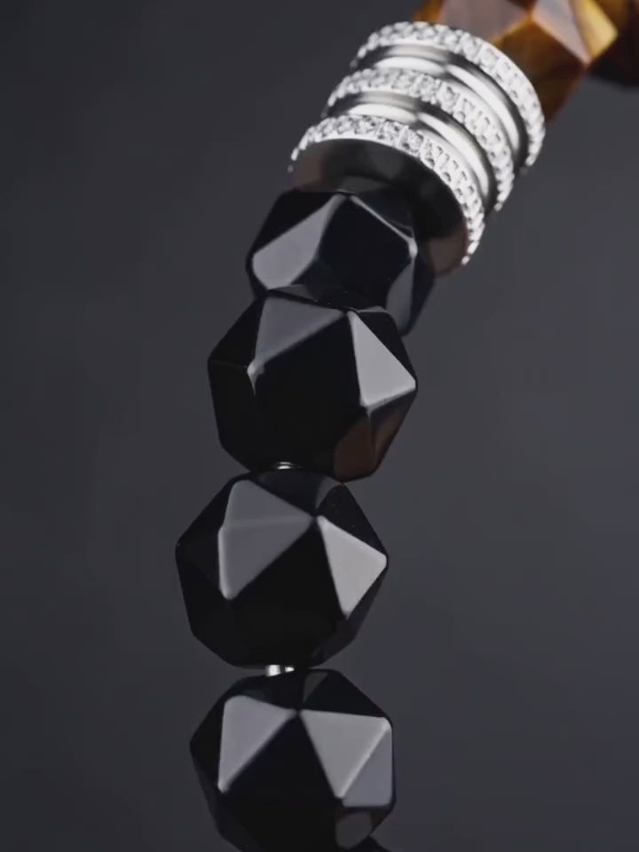 Bracciale con perline da uomo in acciaio inossidabile con teschio incrociato