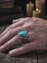 Vintage Turquoise Skull Stainless Steel Biker Ring