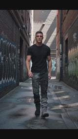 Black And Grey Color-Block Slim Straight-Leg Jeans