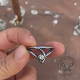 Simple Hollow Triangle Rhinestone Stainless Steel Ring