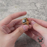 Classic Masonic Black Gem Stainless Steel Ring