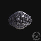 Anello teschio in argento sterling con simbolo mandaloriano