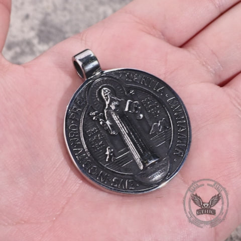 Vintage St. Benedict Medal Stainless Steel Pendant