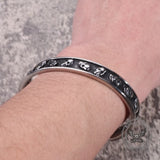 Gothic Skull Fishbone Stainless Steel Open Bracelet