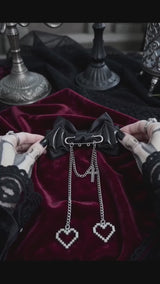 Gothic Bat-Wing Cross Chain Bow Hair Clips