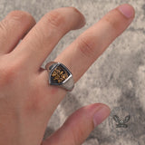 Simple Angel Wings Ares Shield Stainless Steel Ring
