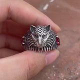 Norse Wolf Zircon Sterling Silver Viking Ring