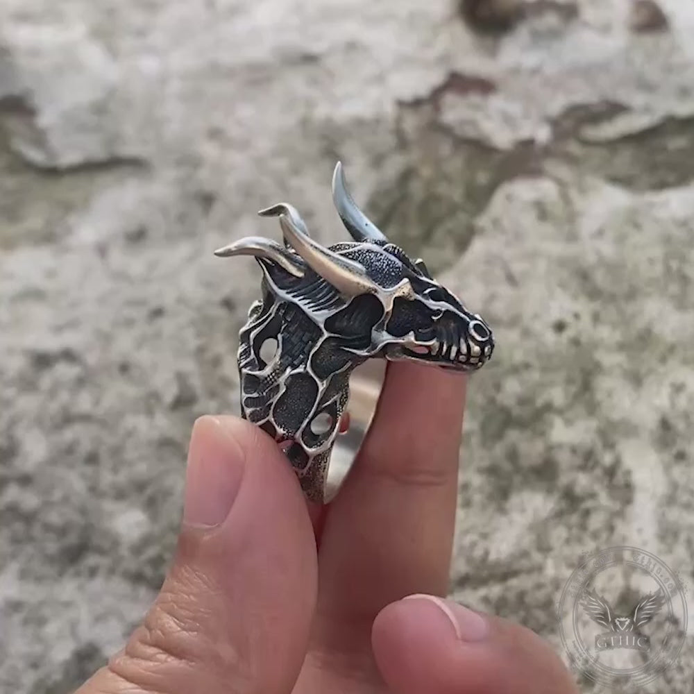 Bague tête de mort en argent sterling cage