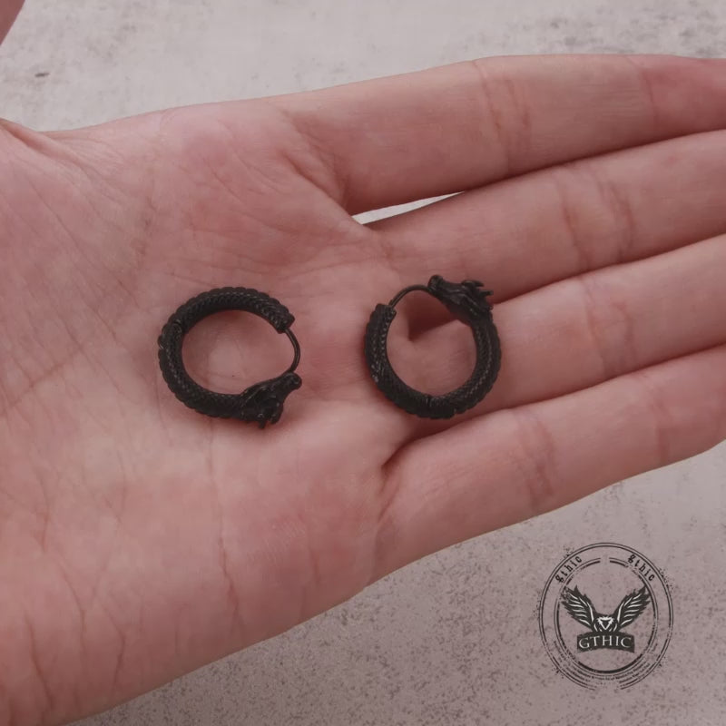 Punk Dragon Shape Stainless Steel Hoop Earrings