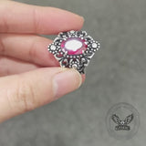 Gothic Sunflower Pattern Gemstone Sterling Silver Ring