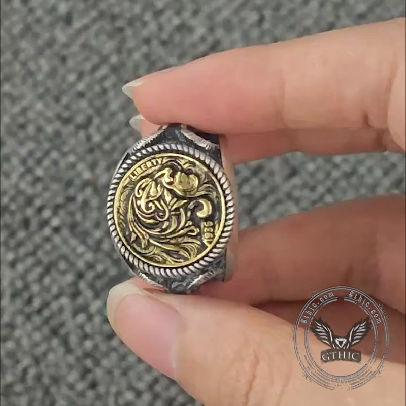 1936 Wild Man Sterling Silver Hobo Nickel Ring