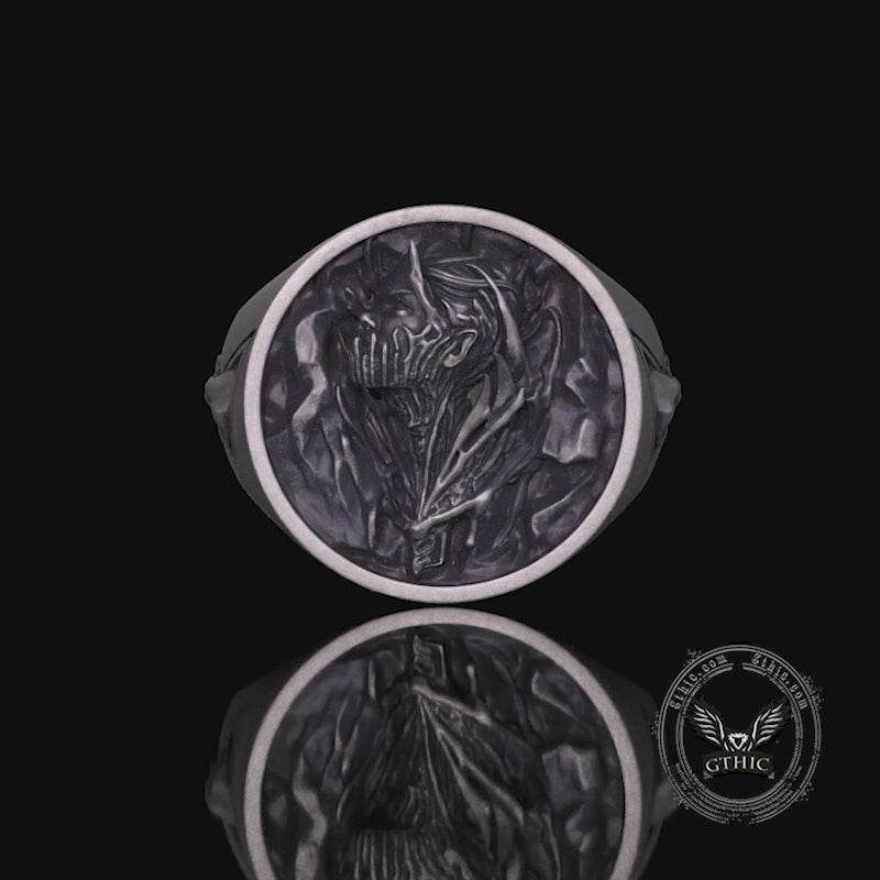Witch Demon Lightning Skull Sterling Silver Ring