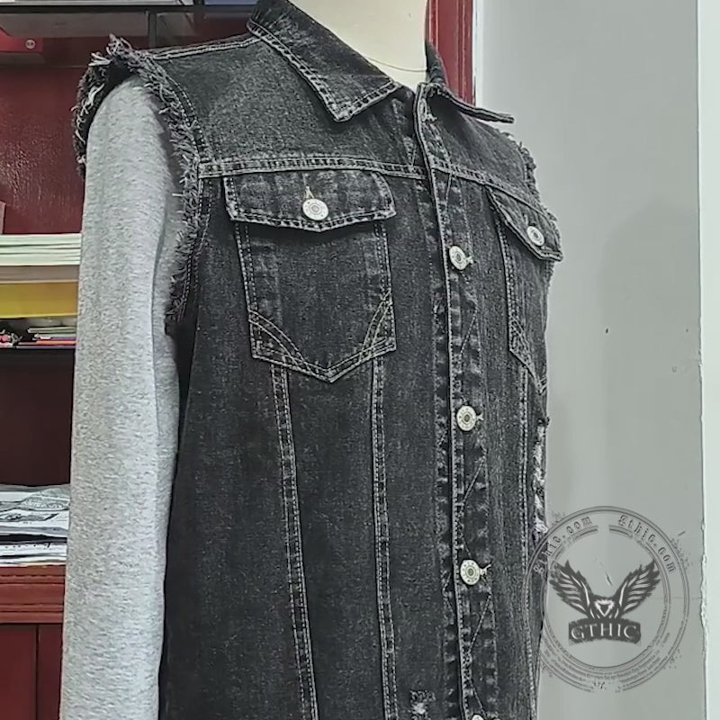 Gilet Skull in cotone ricamato stampato