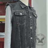 Punk Bandana Skull Print Lapel Ripped Denim Vest