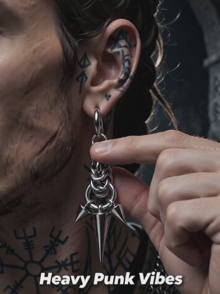 Punk Chain Conical Studs Stainless Steel Earrings