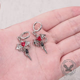 Gothic Gem Heart Bat Zinc Alloy Drop Earrings