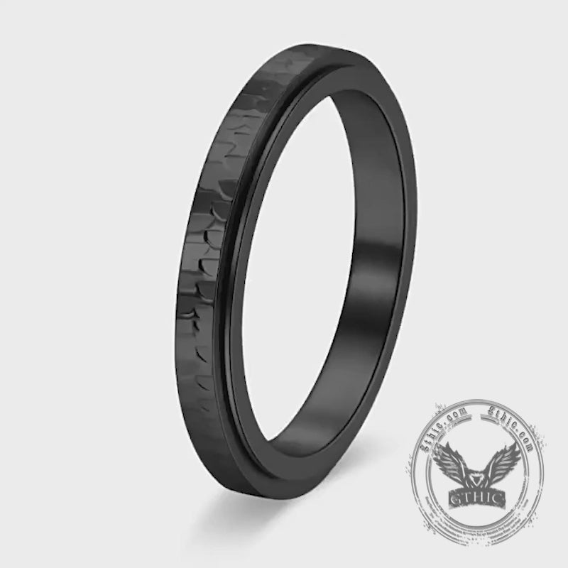 Fashionable Hammered Stainless Steel Spinner Ring