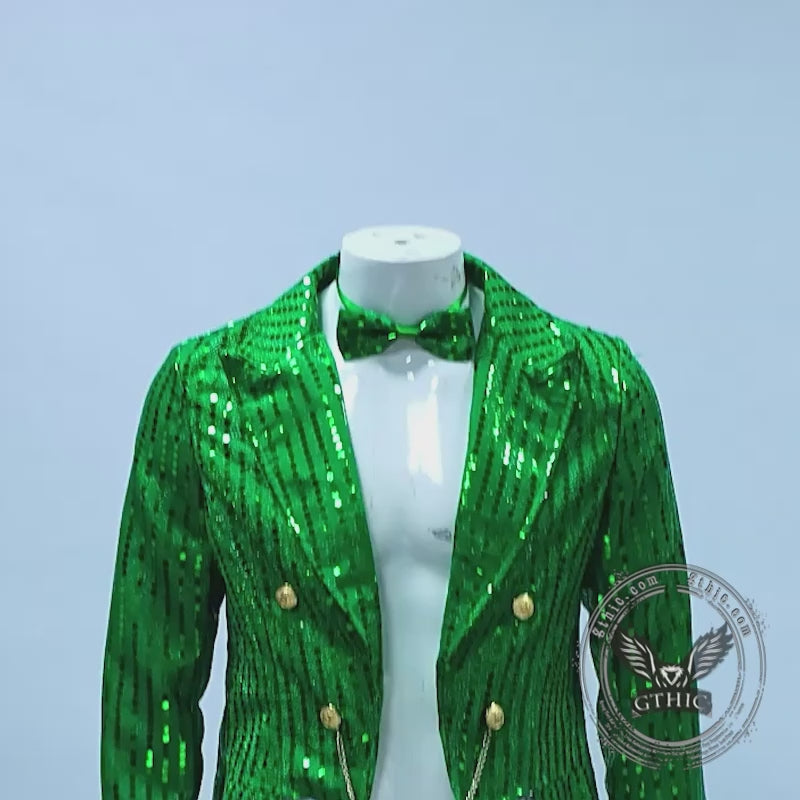 Stylish Sequin Performance Long Tailcoat Coat
