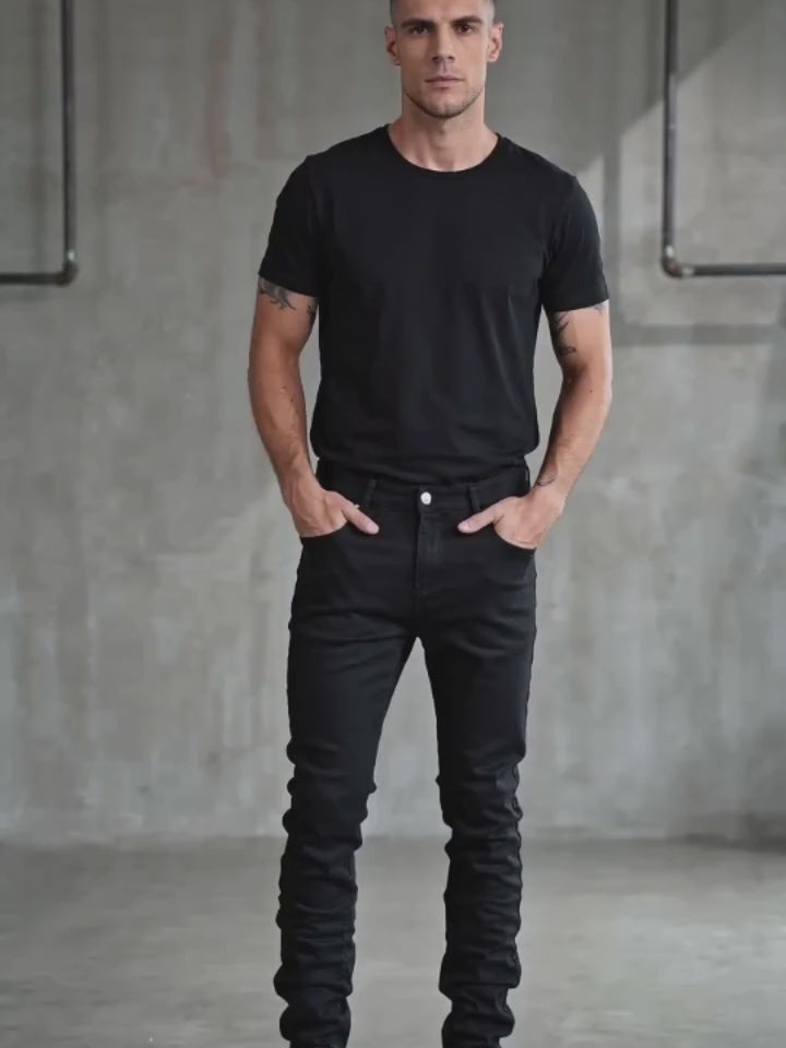 Biker Solid Color Slim Fit Stretch Denim Jeans