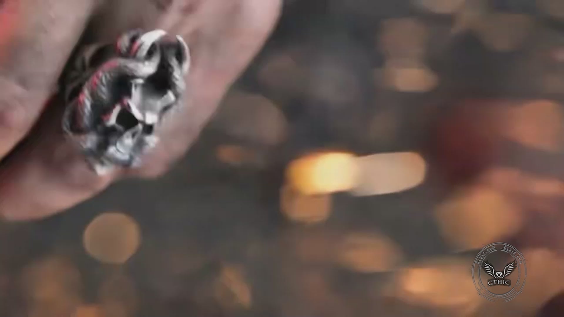 Gothic Snake Wrapped Horn Skull Stainless Steel Ring