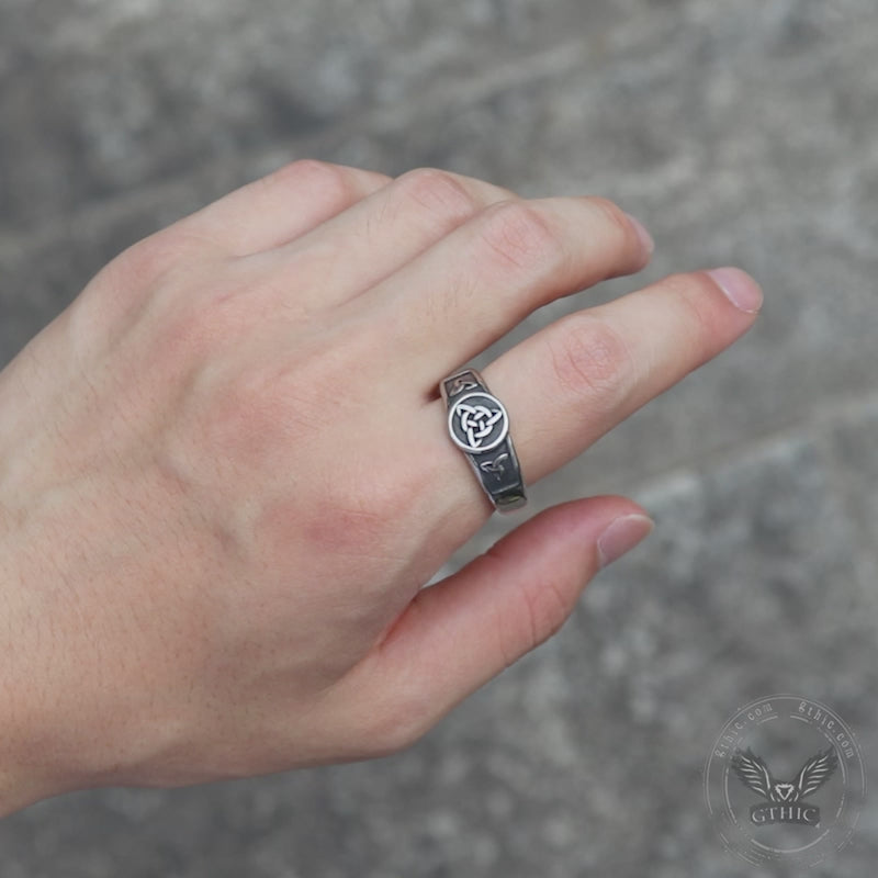 Bague Viking en acier inoxydable avec nœud celtique simple