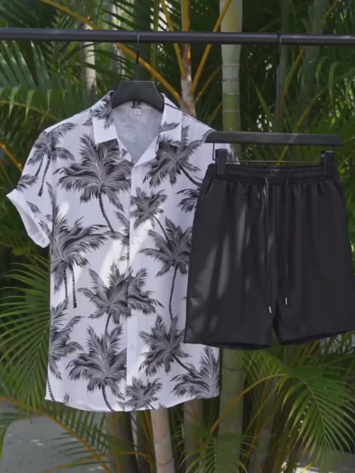 Coconut Tree Casual Vacation Shirt and Shorts Set