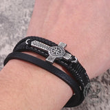 Creative Punk Cross Multi-Layer Braided Leather Bracelet