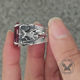Vintage Archangel Michael Wings Gem Sterling Silver Ring