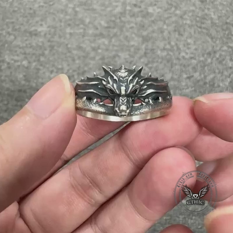 Vintage Domineering Dragon Head Sterling Silver Ring