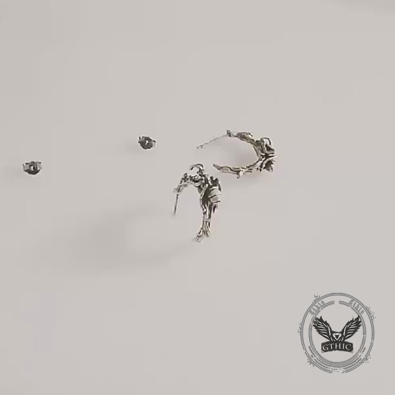 Vintage Ant Climbing A Tree Sterling Silver Earrings