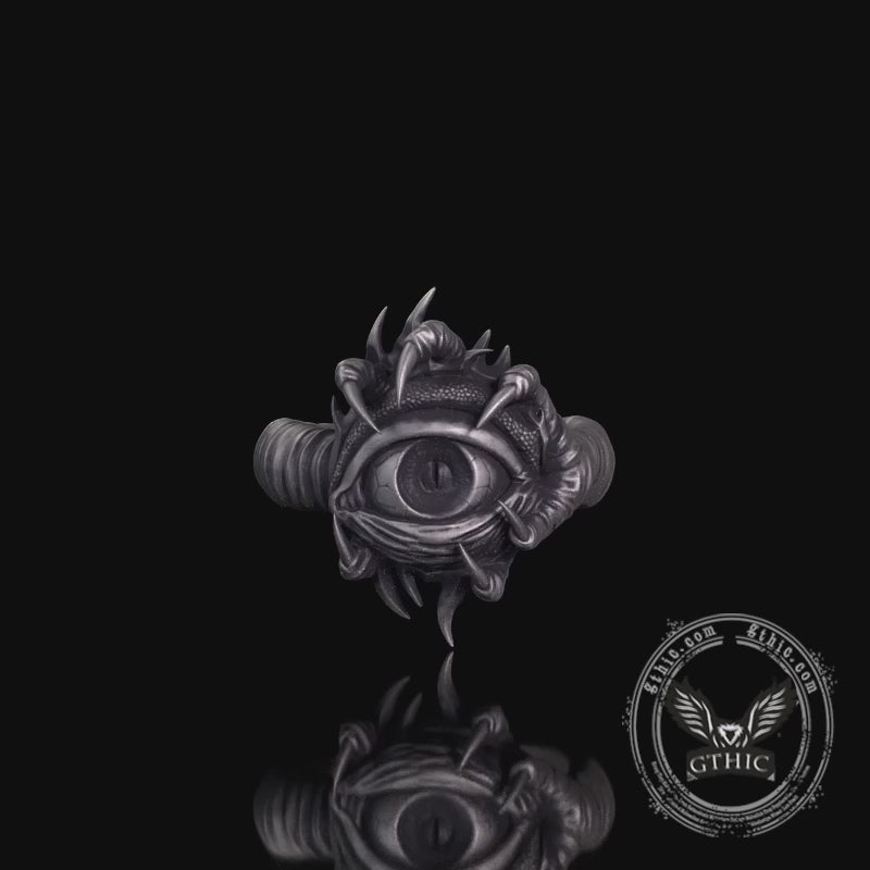 Gothic Devil's Eye Claw Biker Sterling Silver Ring
