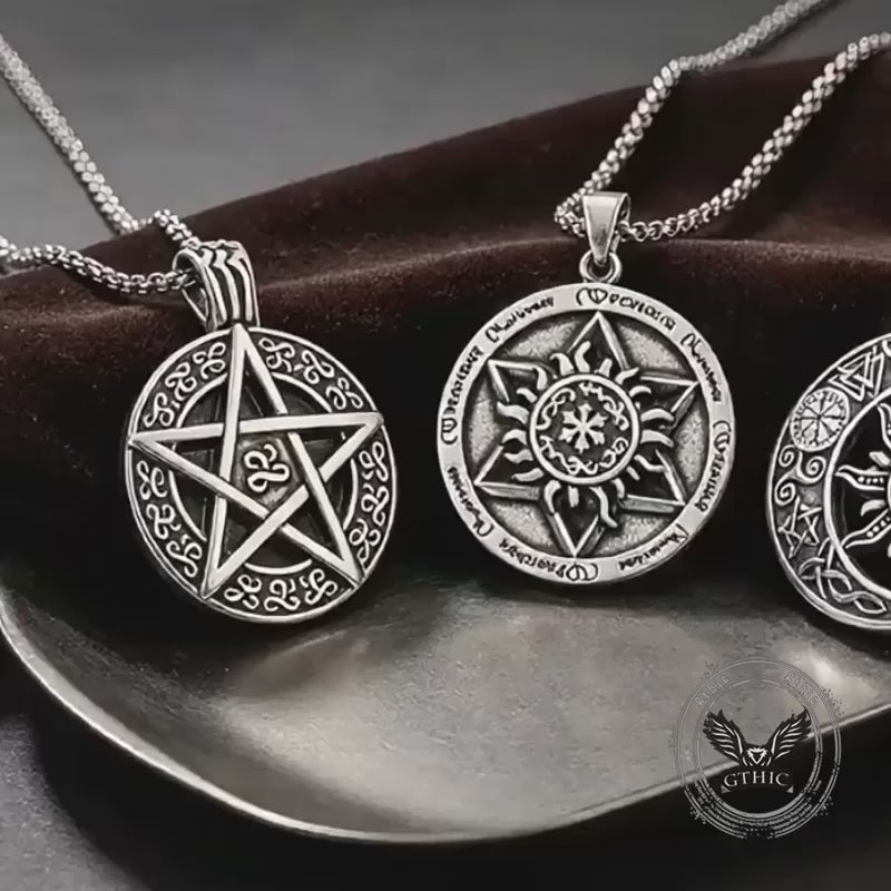 Punk Devil Eye Sun Moon Stainless Steel Pendant