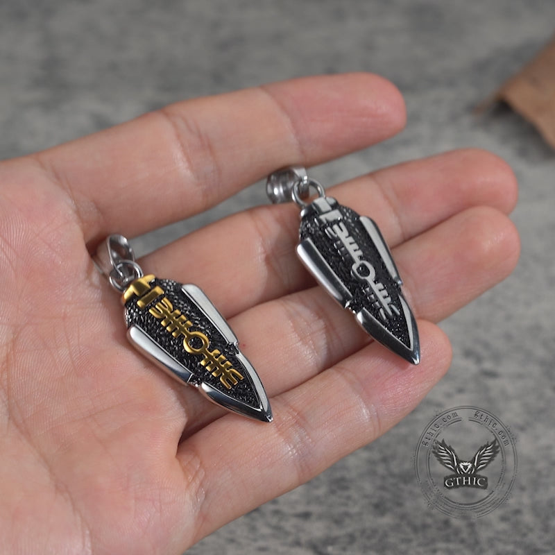 Nordic Valknut Spear of Odin Stainless Steel Necklace