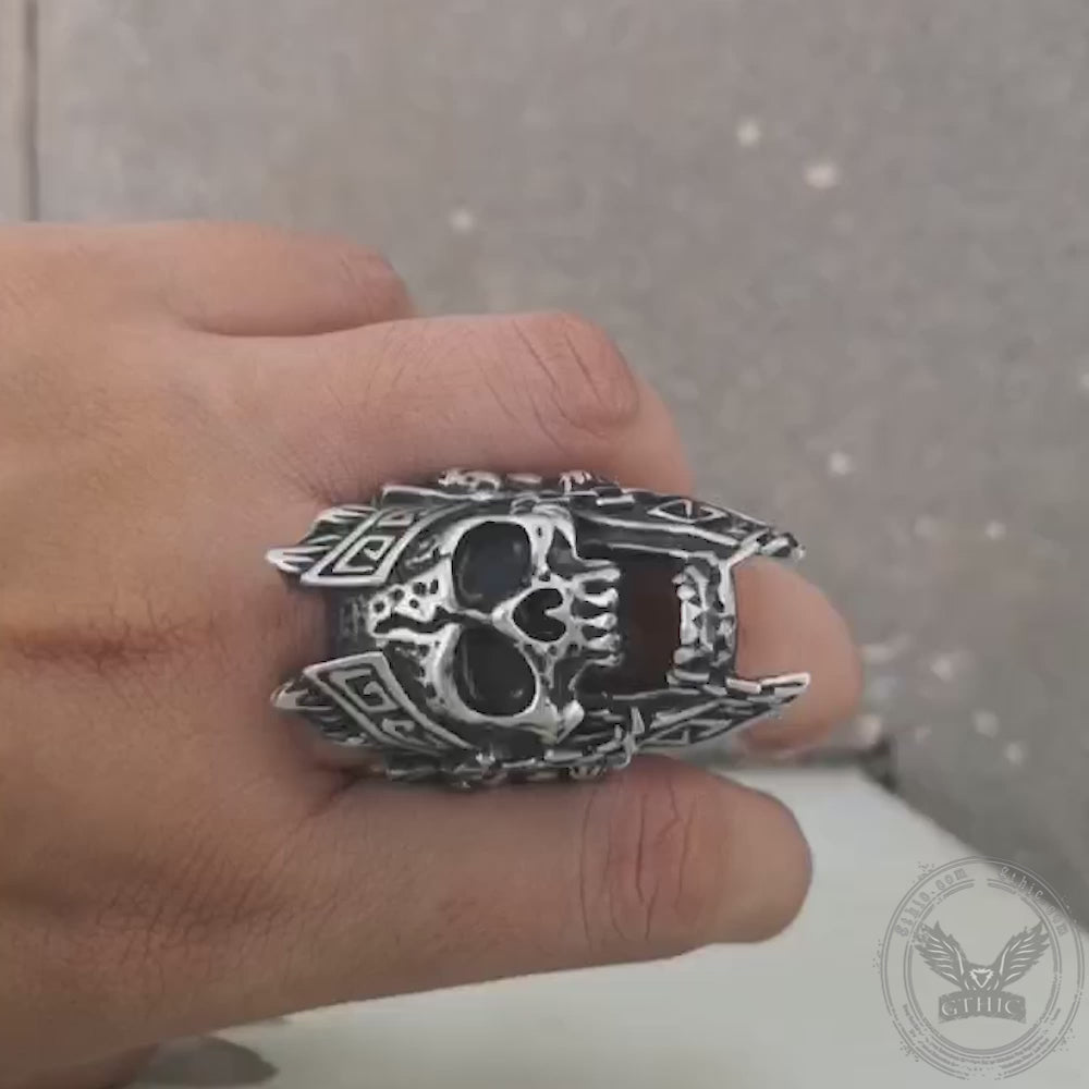 Bague tête de mort en argent sterling Ares God of War