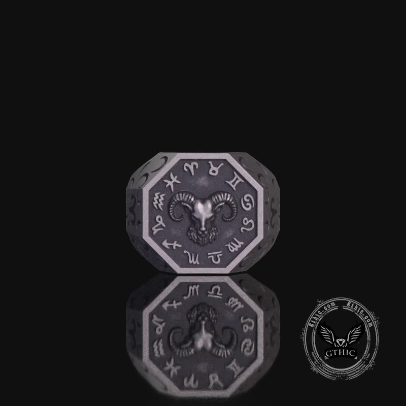 Bague tête de mort en argent sterling signe du zodiaque 12 constellations