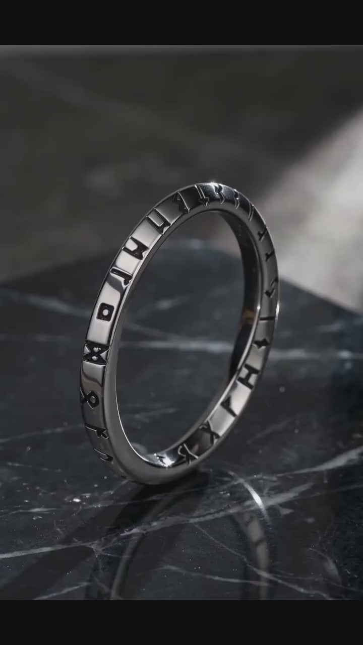 Viking Rune Möbius Ring Stainless Steel Simple Ring