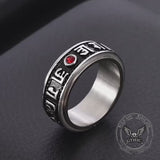 Punk Gem Six-Word Mantra Stainless Steel Spinner Ring