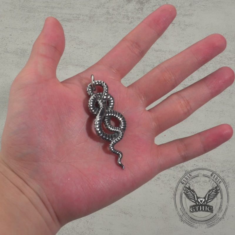 Vintage Coiled Snake Stainless Steel Pendant