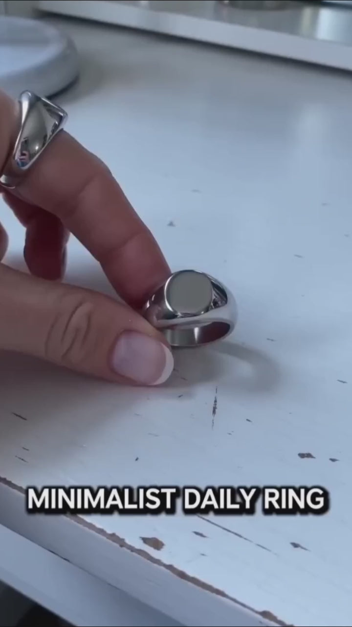 Minimalist Signet Stainless Steel Rounded Ring
