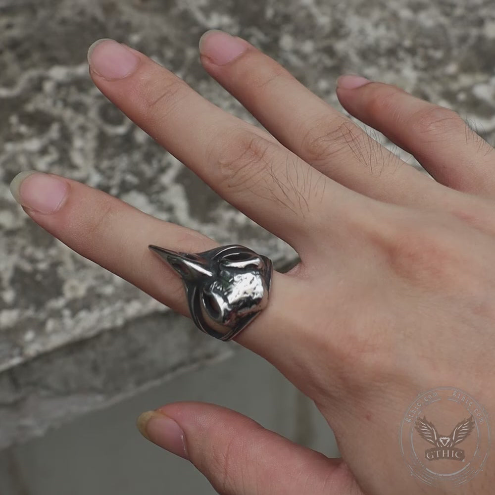 Raven Beak Skull Stainless Steel Ring