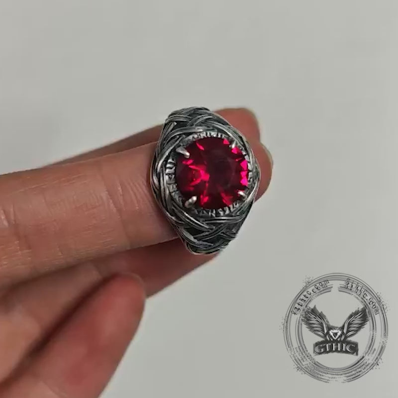 Celtic Knot Viking Rune Zircon Sterling Silver Ring