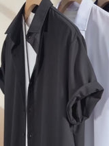 Solid Color Casual Vacation Shirt and Shorts Set